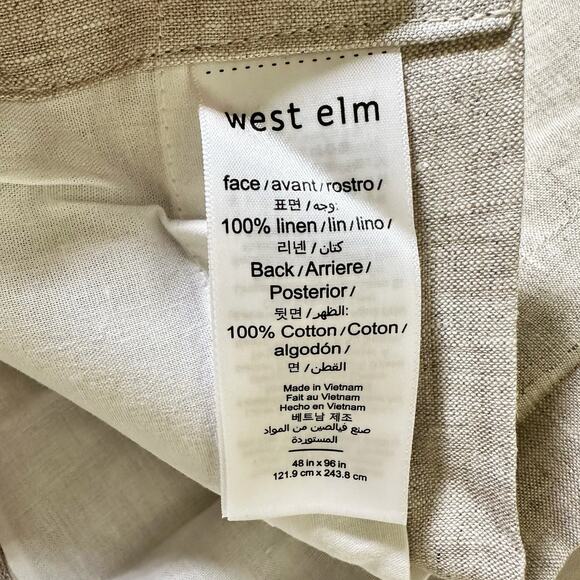 West Elm Pleated European Flax Linen Curtain 1 Panel Natural Flax 48'"x96" - Picture 5 of 5